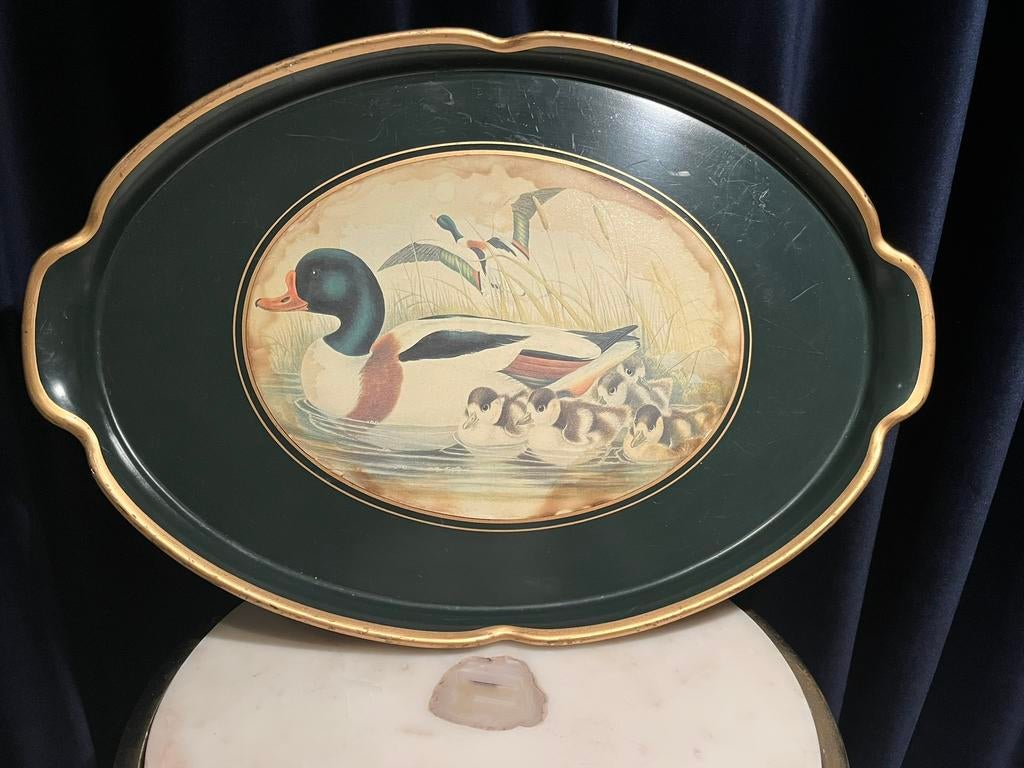 Vintage Lady Clare Tray - John Gould "Shelduck" - England, Ophalen of Verzenden, Gebruikt, Ovaal, Hout