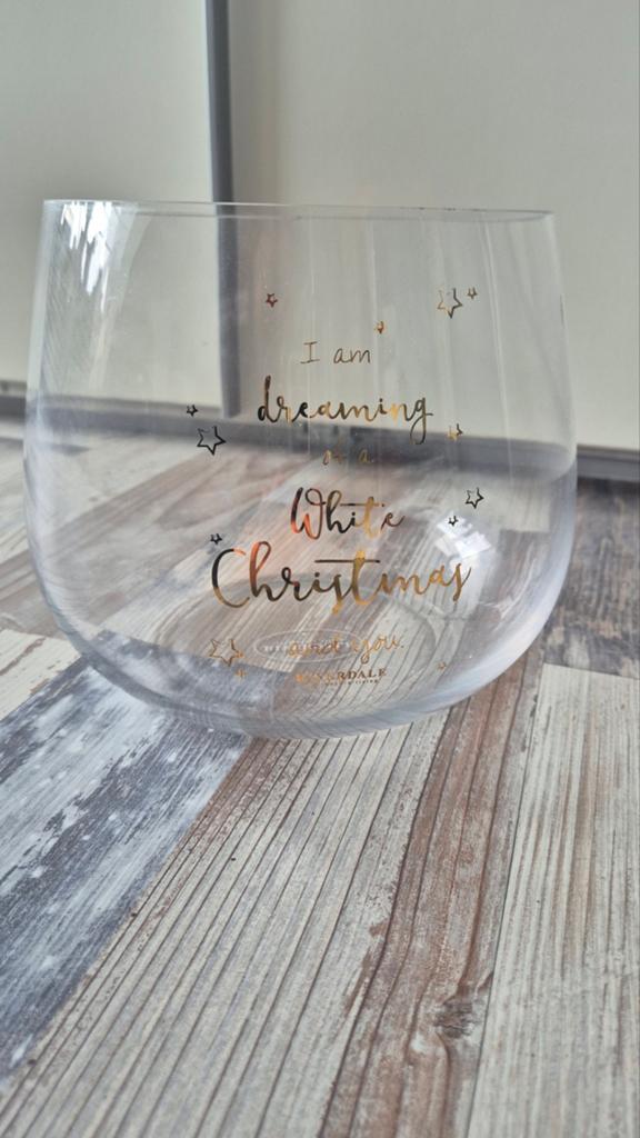 Riverdale glazen windlicht/vaas 'White Christmas', Ophalen, Gebruikt, Overige kleuren, Glas