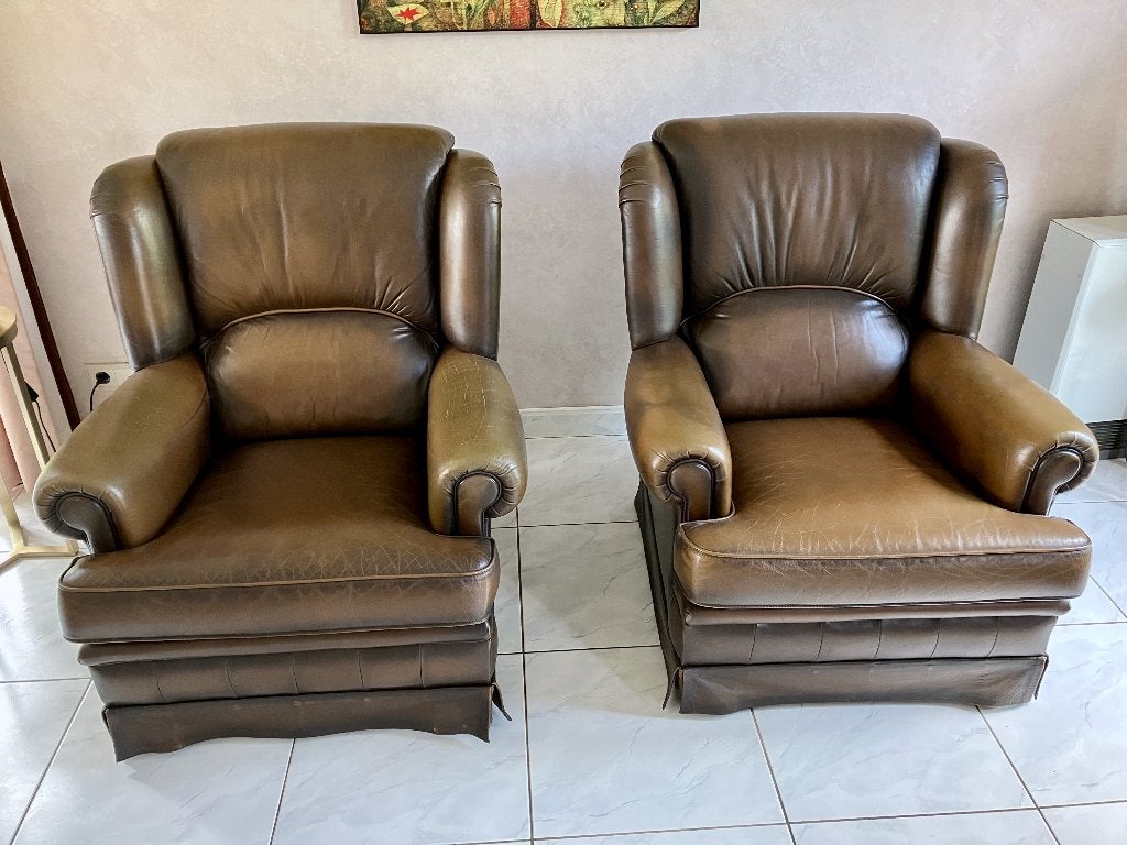 2 leren zetels Muylaert, Ophalen, Gebruikt, 75 tot 100 cm, Leer