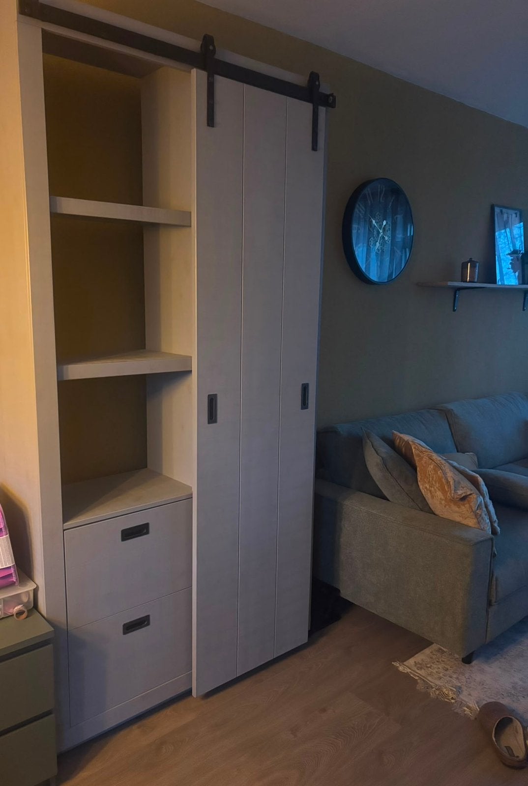 VT Wonen Slide kast Barn bezaagd soap, Ophalen, 100 tot 150 cm, 200 cm of meer, Zo goed als nieuw