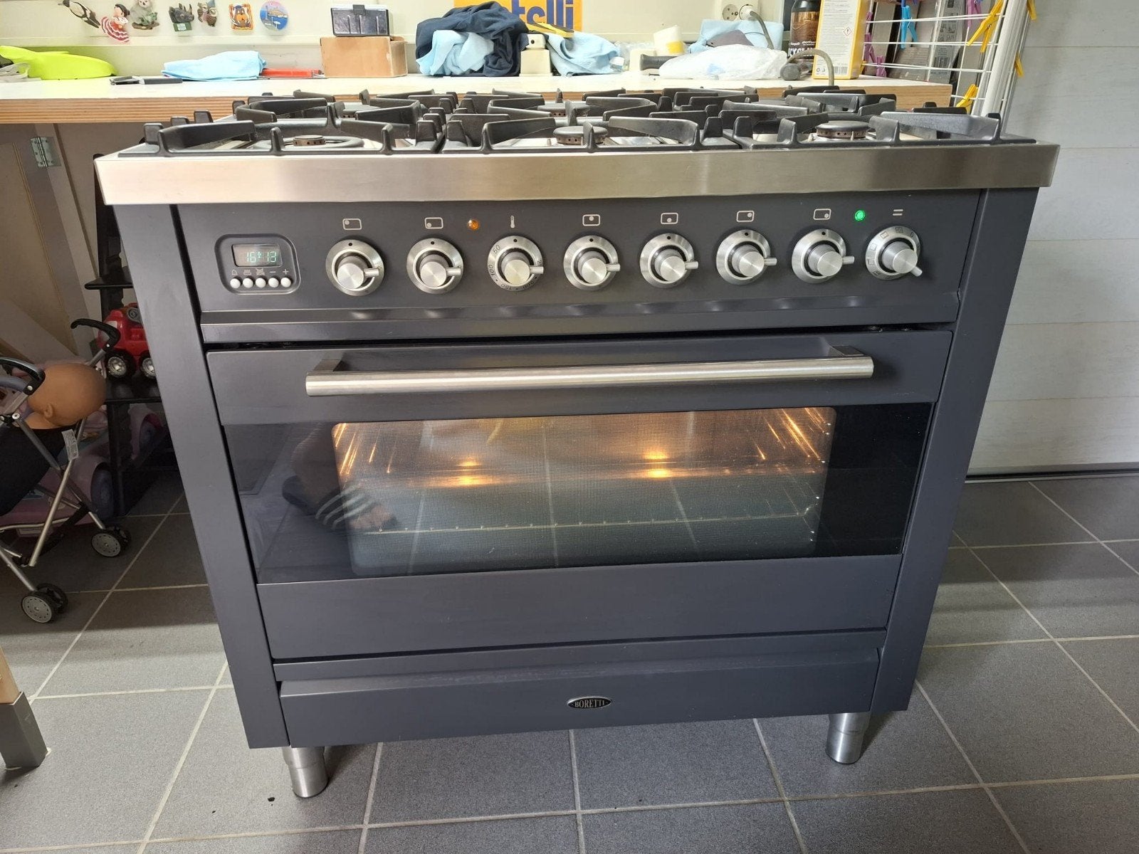 Boretti gasfornuis met 6 pitten en elektr. hetelucht oven, Witgoed en Apparatuur, Ophalen