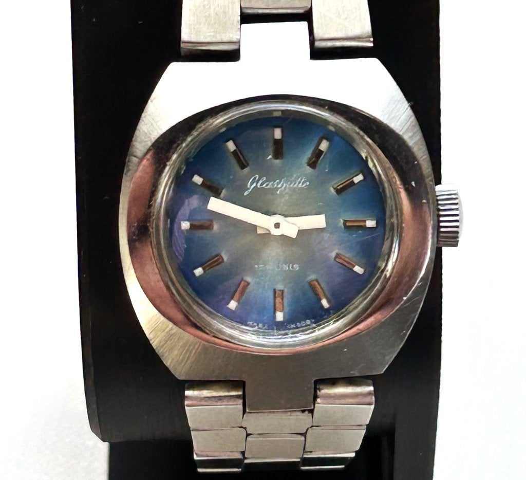 Glashütte Dames horloge – Blauwe Wijzerplaat, Overige merken, Staal, Gebruikt, Staal