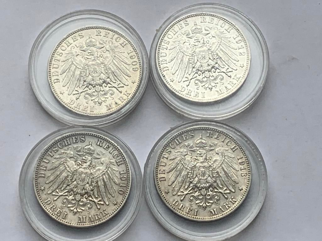 4 prachtige zilveren drei marken, Postzegels en Munten, Ophalen of Verzenden