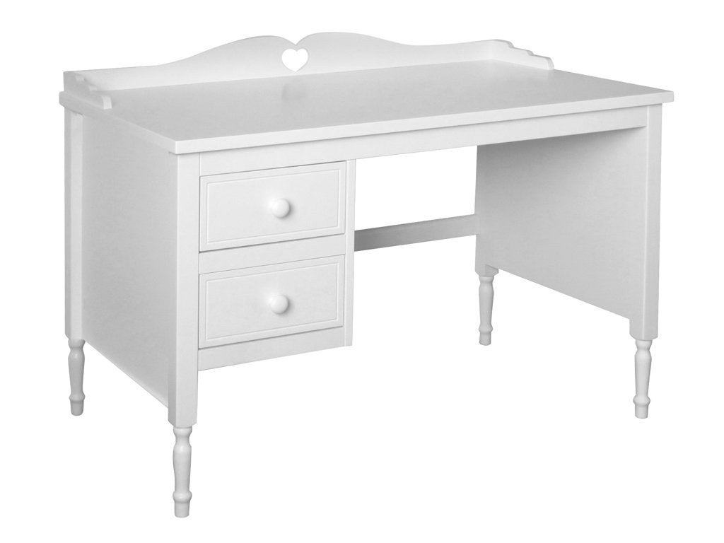 Wit bureau Emma serie met lades en hartjesdetail, Ophalen, Met lades, Gebruikt, Hout