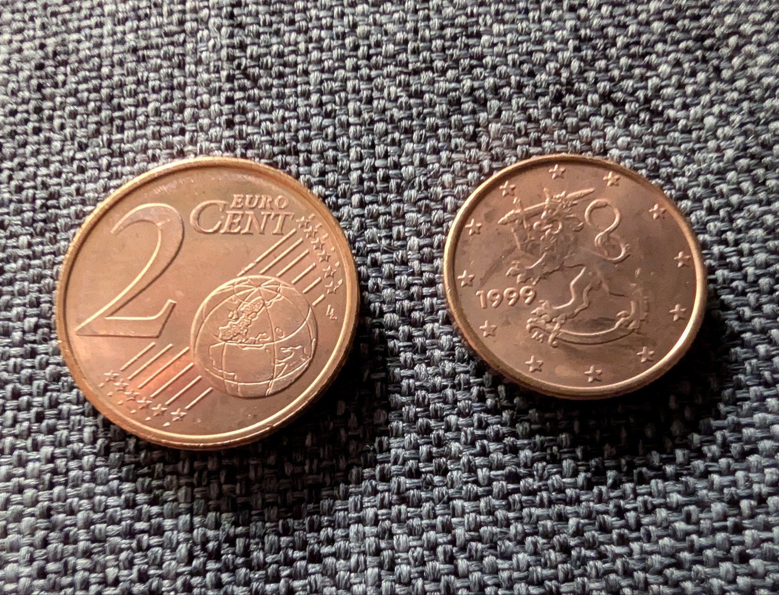 Finse munten van 1 en 2 cent uit 1999 en 2000, Postzegels en Munten, Munten | Europa | Euromunten, Finland, Ophalen of Verzenden