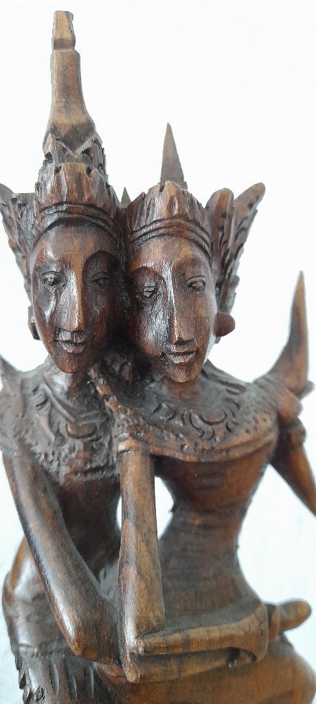 Balinese Houtsnijwerk Rama en Sita - Liefde, Houtsnijwerk, Minder dan 20 cm, Verzenden, Handgemaakt