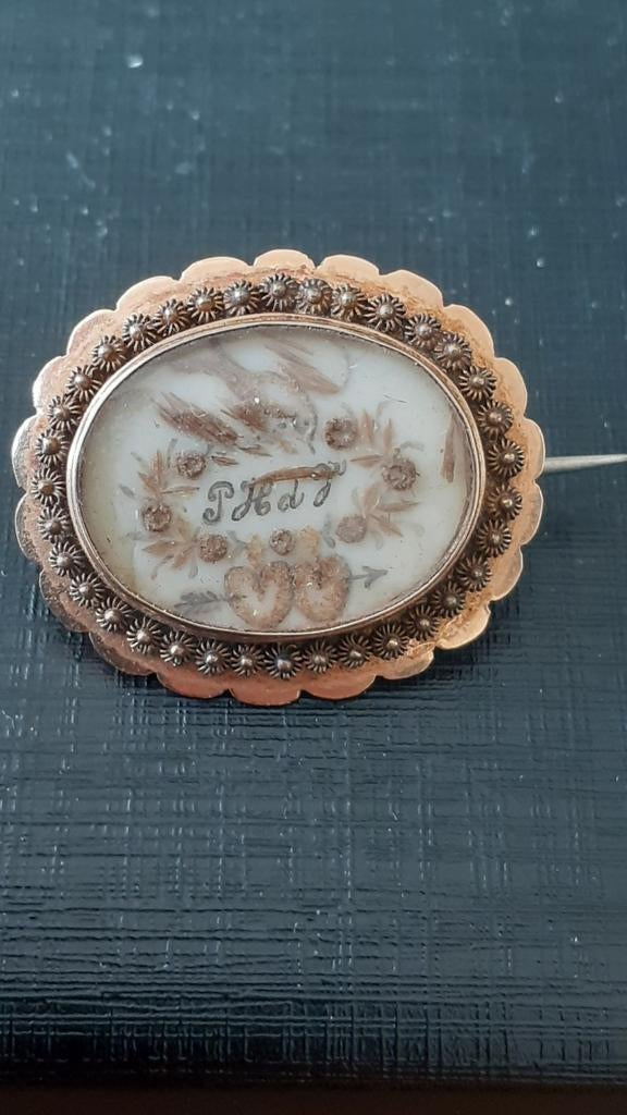 Gouden rouwbroche, Verzenden, Minder dan 4 cm, Zo goed als nieuw, Goud