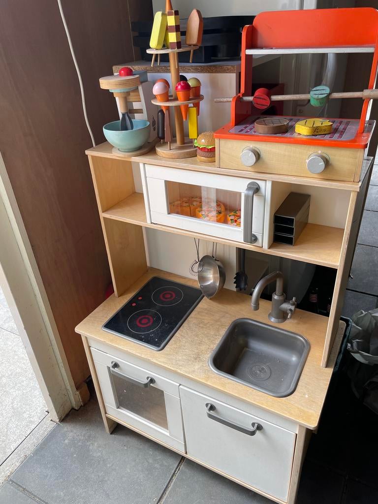 Houten speelkeuken met accessoires, Ophalen, Gebruikt, Hout, Speelkeuken