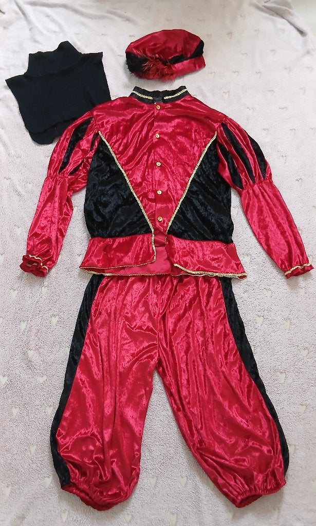 Rood-zwart Pietenpak maat L – Sinterklaas & carnaval, Ophalen of Verzenden, Gebruikt