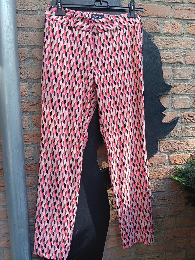 Lady Day Amsterdam broek met geometrisch patroon, Kleding | Dames, Broeken en Pantalons, Bruin, Lady Day Amsterdam, Ophalen of Verzenden