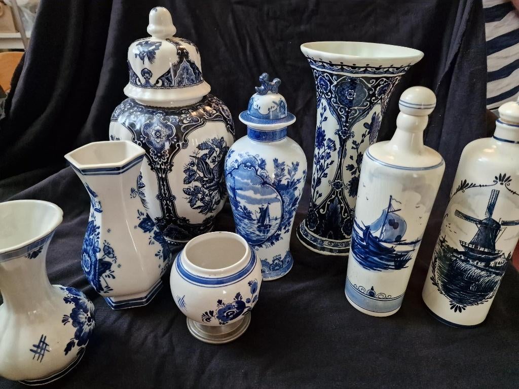 Vazen en vaasjes van Delfts blauw aardewerk, Ophalen of Verzenden