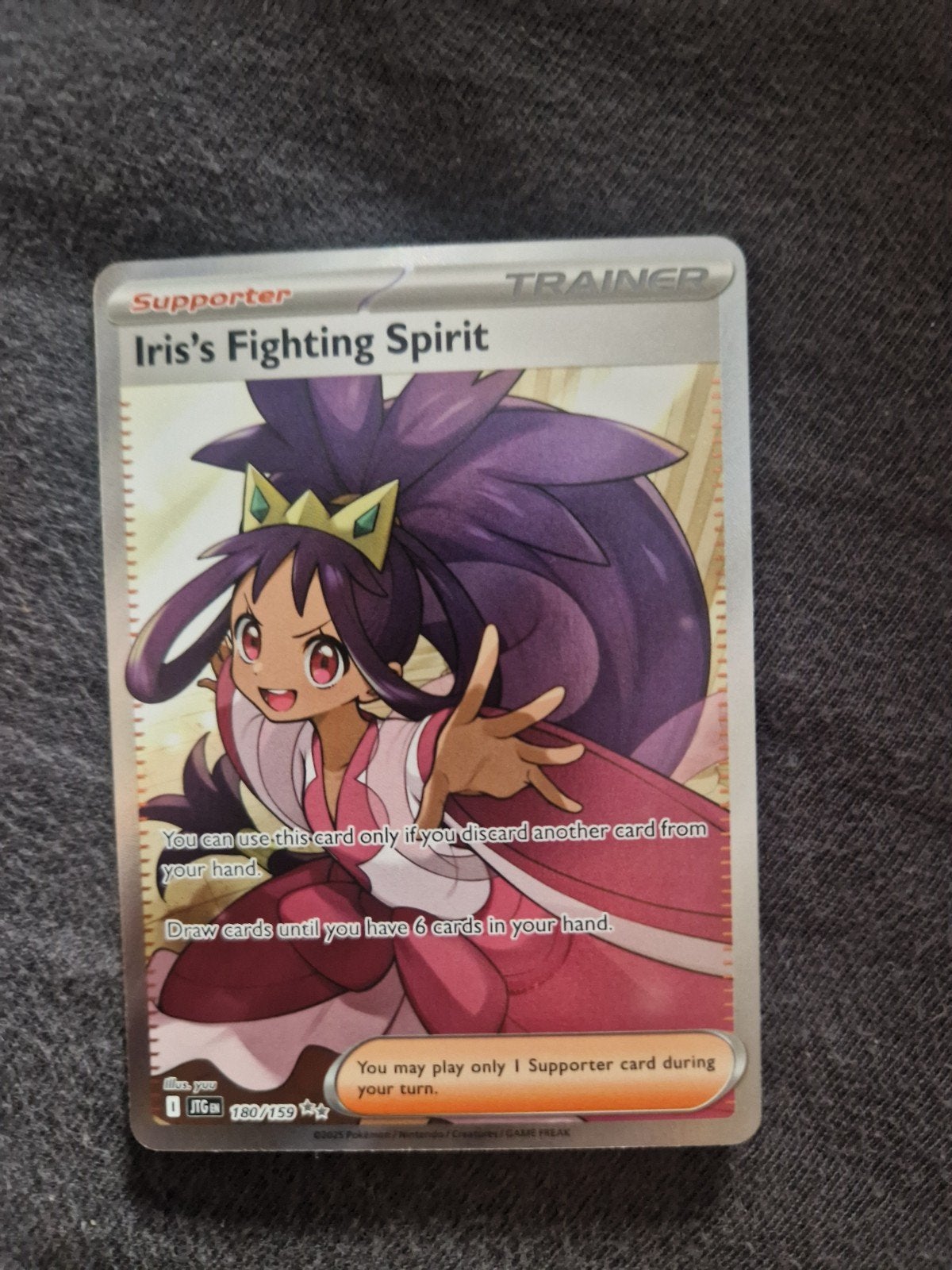 Iris's Fighting Spirit Full Art Supporter Pokémon Kaart, Ophalen of Verzenden, Zo goed als nieuw, Losse kaart