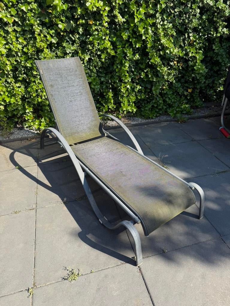 Ligstoel voor in de tuin, Ophalen, Gebruikt, Aluminium, Verstelbaar