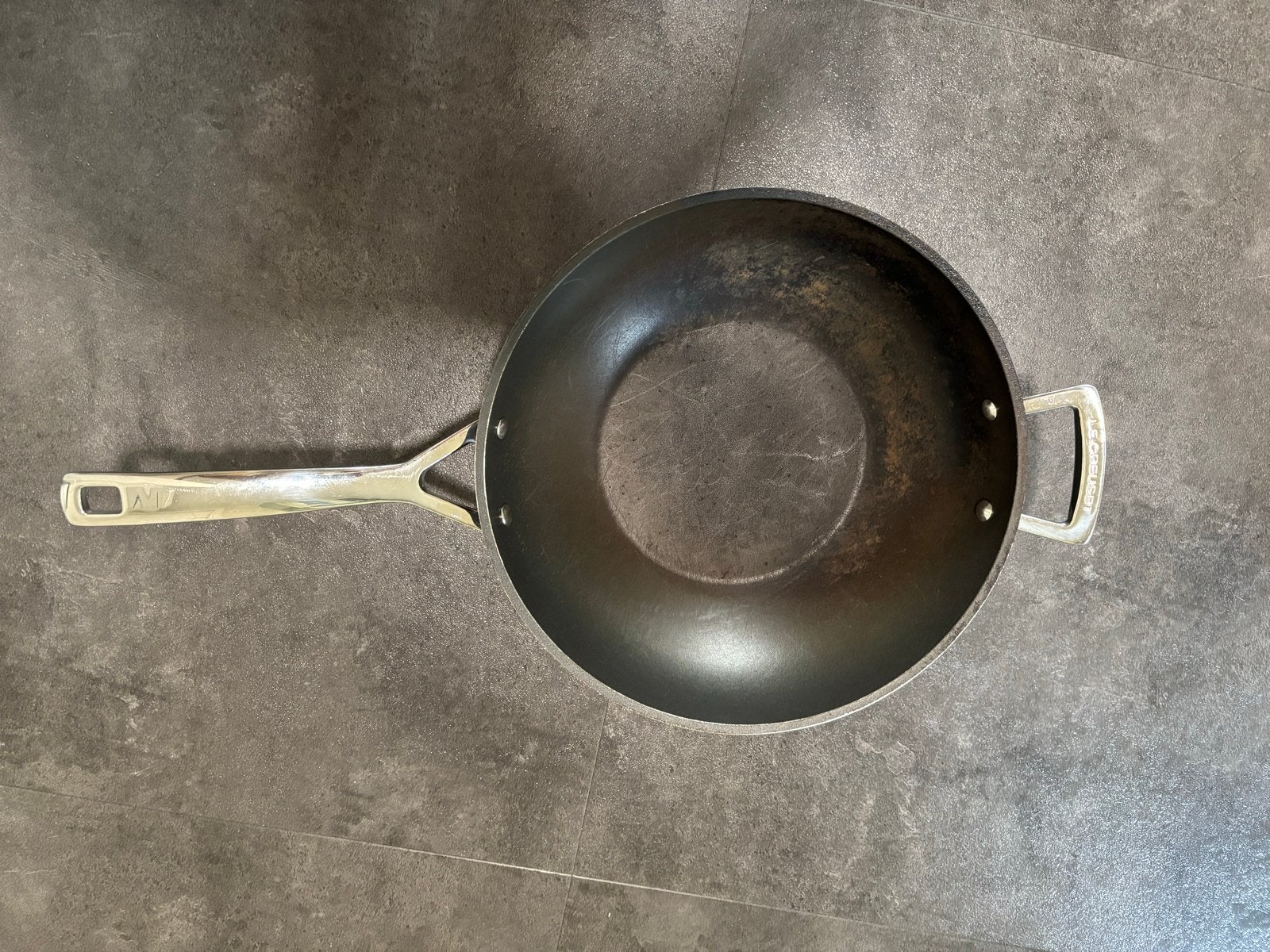 Le Creuset Wokpan - Gebruikt, Overige materialen, Gebruikt, Met handvatten, Le Creuset