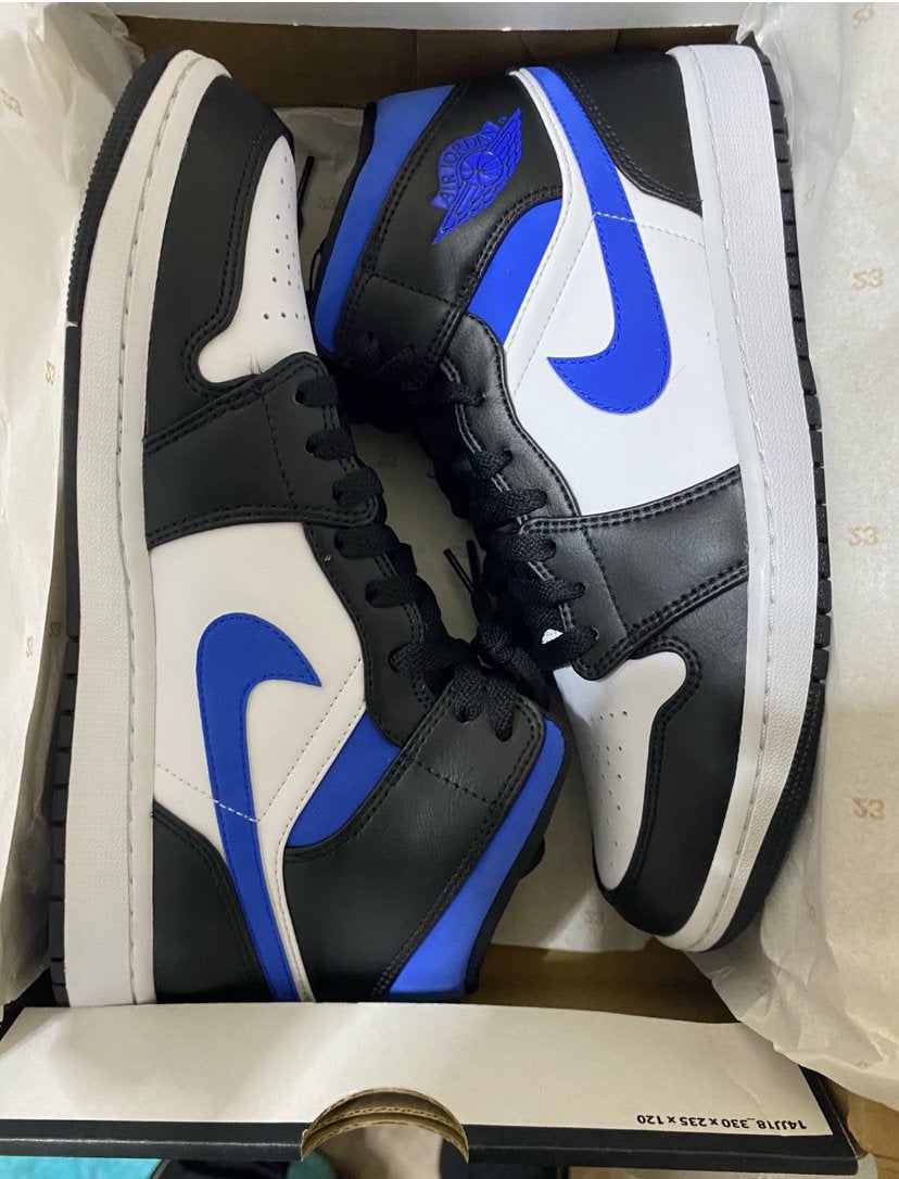 Air Jordan 1 Mid 'Racer Blue' - Maat 44.5, Ophalen of Verzenden, Nieuw, Zwart, Sneakers of Gympen