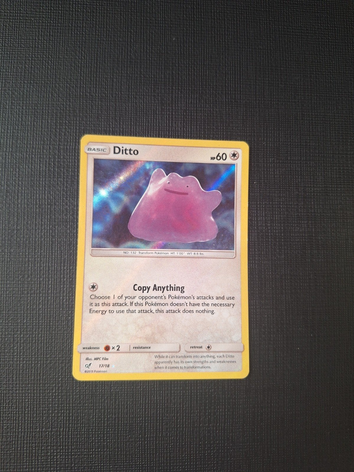 Pokémon kaart: Ditto (Holo) - Detective Pikachu set, Ophalen of Verzenden, Gebruikt, Losse kaart, Foil