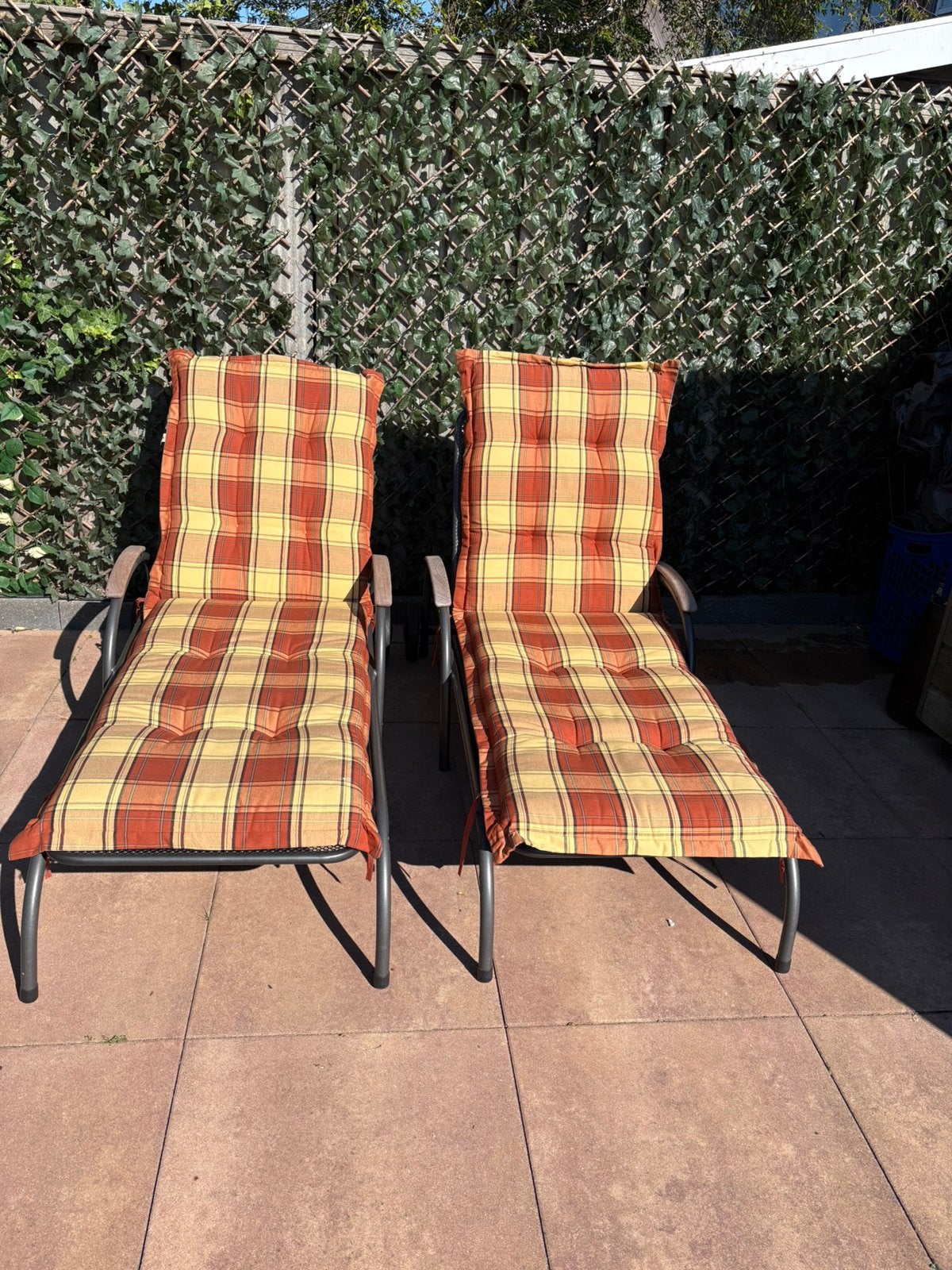 2 XL Ligkussens met bevestigingshoeken te koop, Tuin en Terras, Tuinstoelen, Ophalen, Zo goed als nieuw, Textileen, Inklapbaar