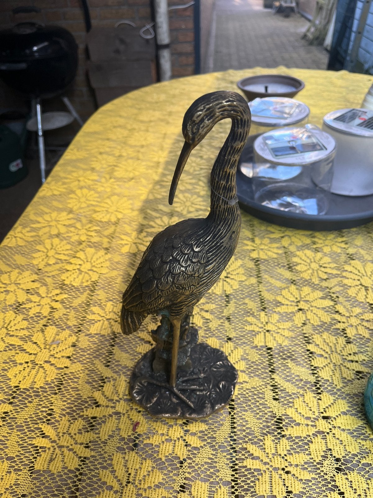 Bronzen Reiger Beeldje - Decoratieve Vogel, Verzenden