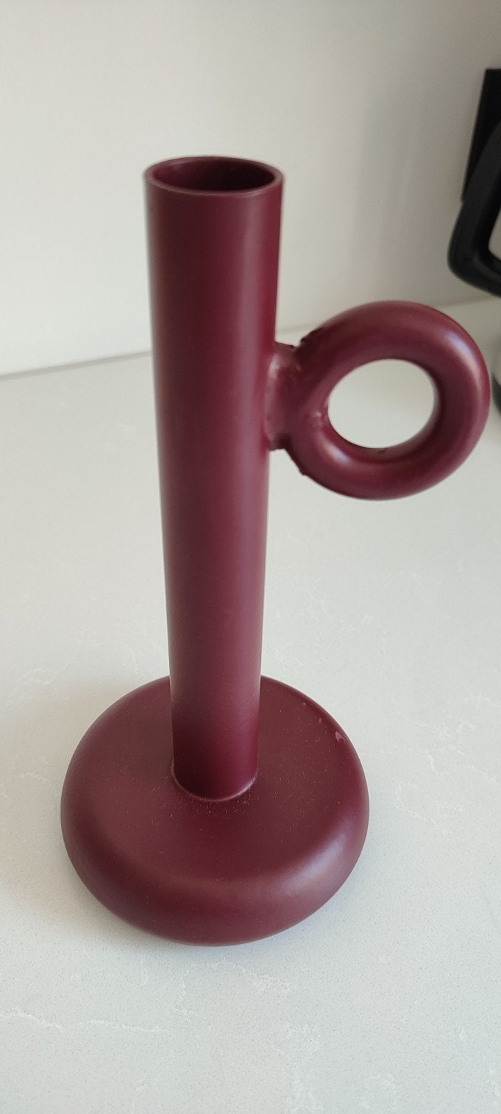 Hema metalen kandelaar bordeauxrood 20 cm, Gebruikt, Ophalen of Verzenden, HEMA, Metaal