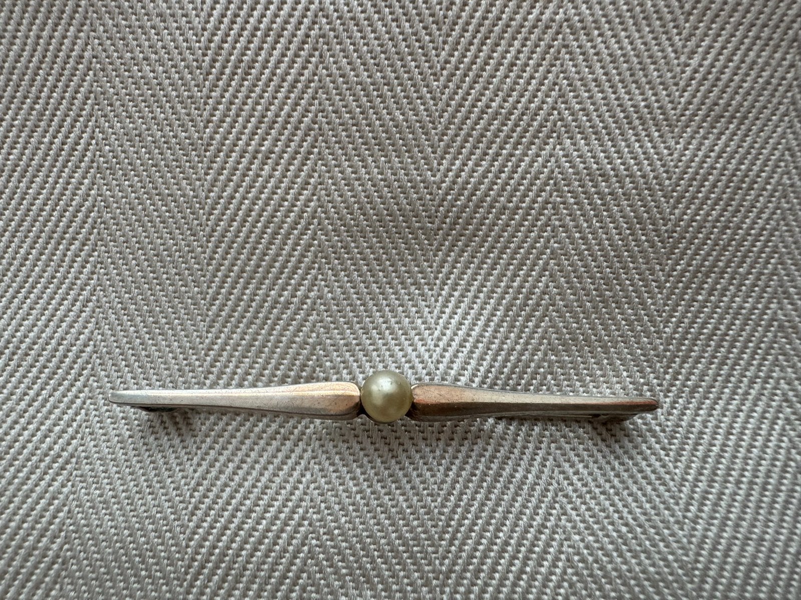 Vintage Zilveren Broche met Gekweekte Parel (835), 4 tot 7 cm, Gebruikt, Ophalen of Verzenden, Met parel