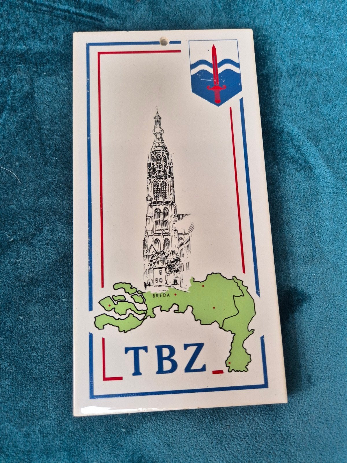 Wapenschild / tegel TBZ Territoriaal Bevelhebber Zuid, Ophalen of Verzenden, Landmacht, Nederland, Embleem of Badge
