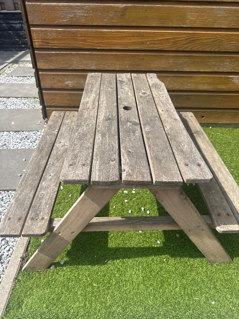 Picknicktafel (GRATIS), Tuin en Terras, Picknicktafels, Gebruikt, Rechthoekig, Hout, Ophalen