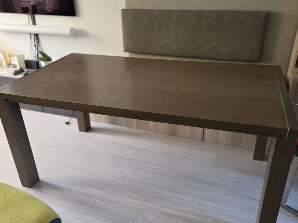 Houten eettafel + stoelen, Ophalen, Gebruikt, 50 tot 100 cm, 150 tot 200 cm