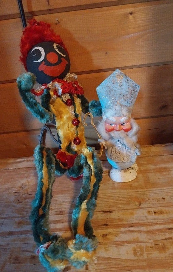 antieke  Piet van chenille draad en candy container Sint, Diversen, Ophalen of Verzenden, Gebruikt
