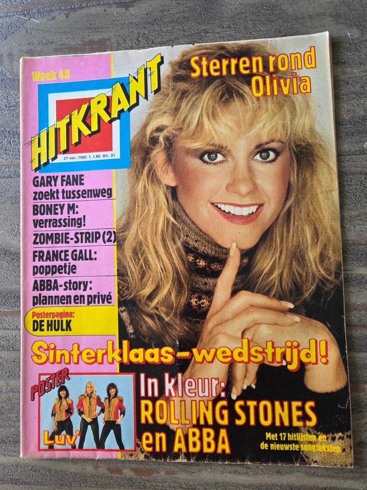 Hitkrant 27 november 1980 wk. 48 - Poster Luv', Boeken, Ophalen of Verzenden, Gelezen, Muziek, Film of Tv