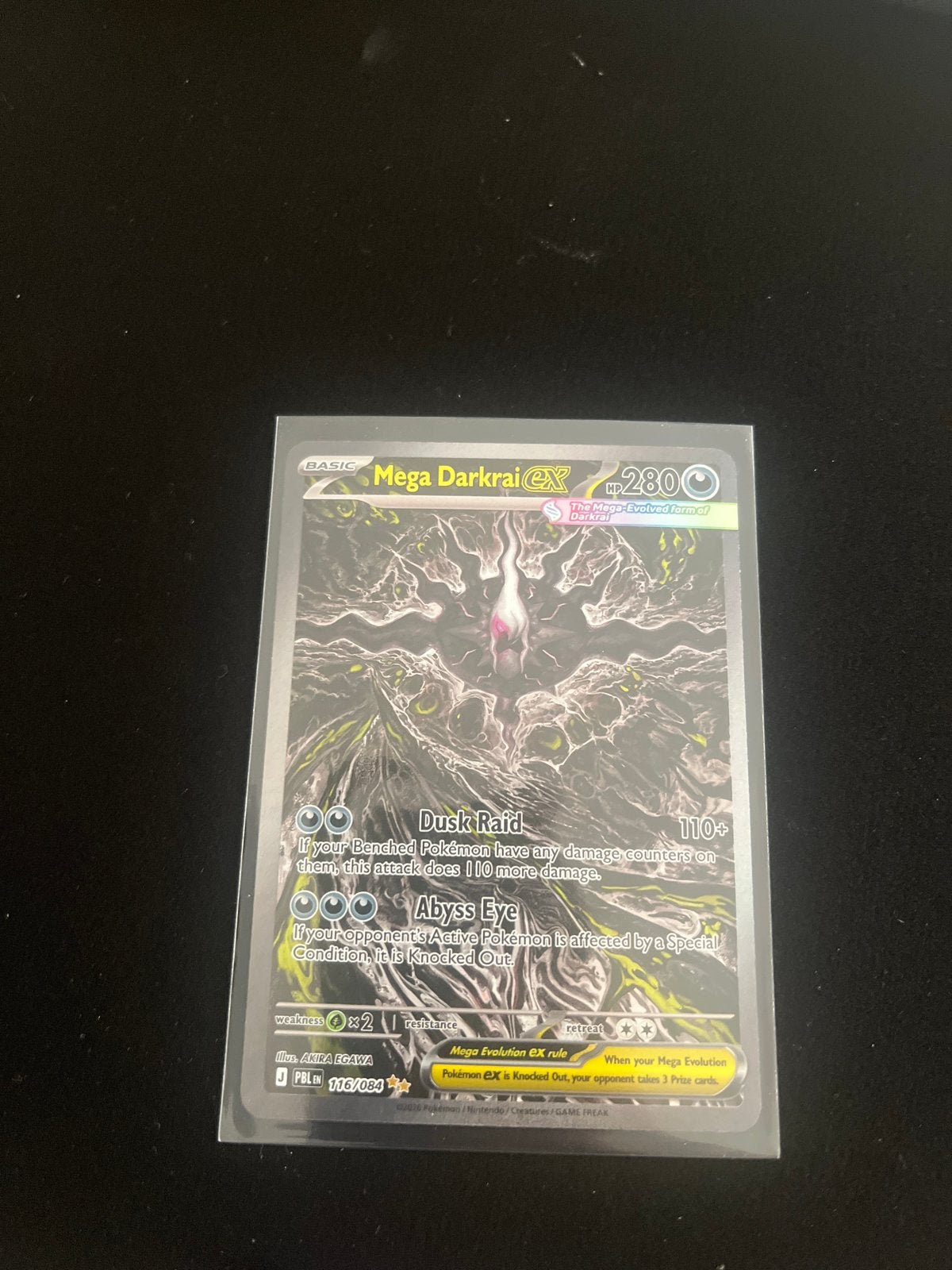 Mega Darkrai EX Pokémon kaart - Zeldzaam en krachtig, Ophalen, Zo goed als nieuw, Losse kaart, Foil