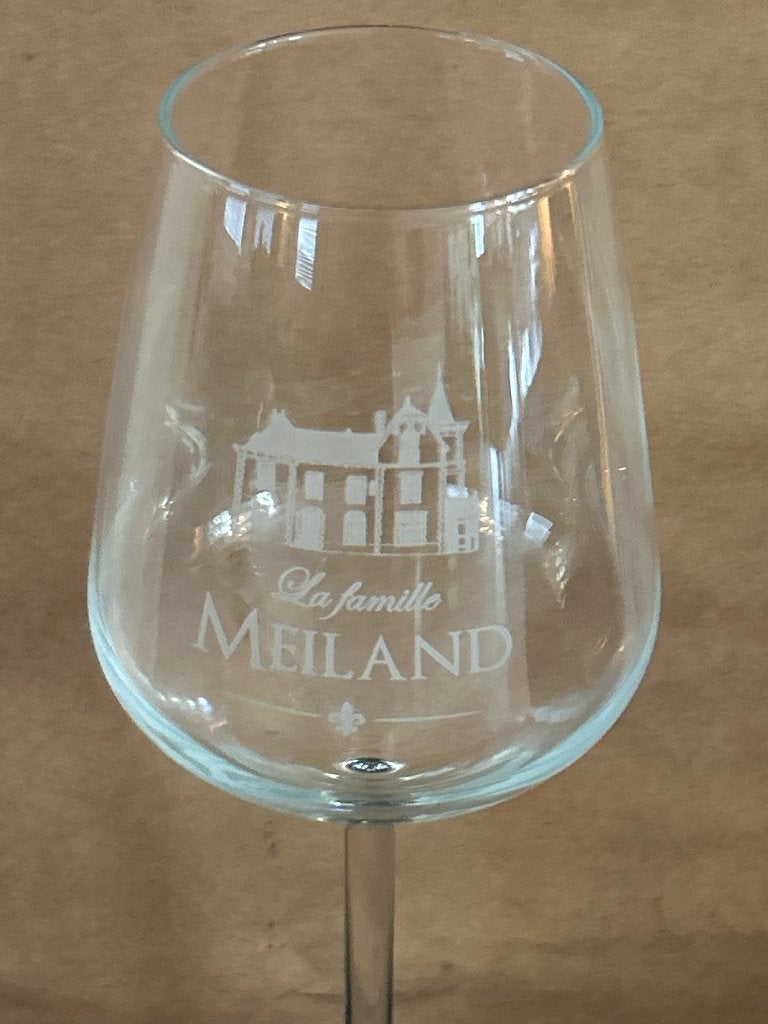 4x Wijnglazen 'La famille Meiland' - Zo goed als nieuw, Ophalen, Zo goed als nieuw, Overige typen