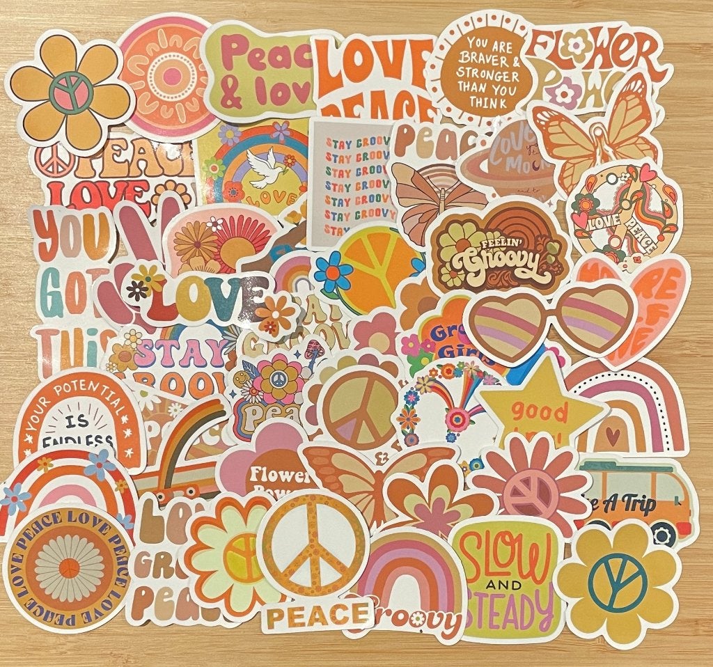 Hippie, bohemian thema stickers, Verzenden, Nieuw, Meerdere stickers
