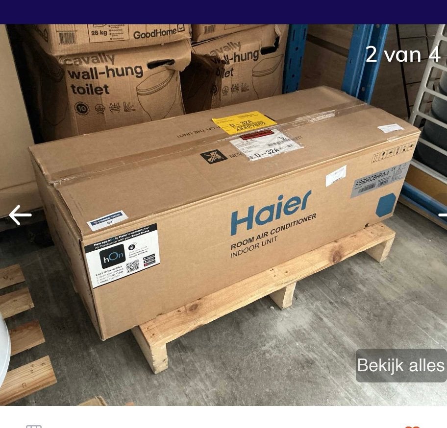 Haier 5 KW complete binnen unit Nieuw, Ophalen, Koelen en Ontvochtigen, Nieuw, 3 snelheden of meer