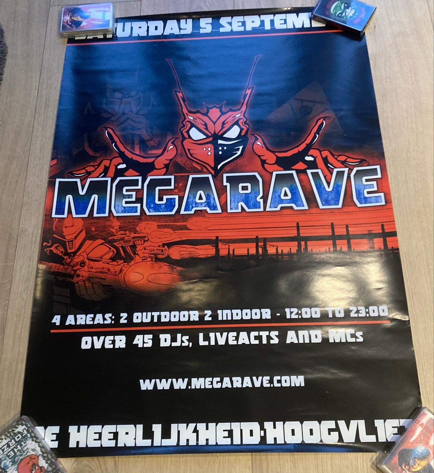 Poster Megarave - Hardcore Gabber, Deurposter of groter, Ophalen of Verzenden, Overige onderwerpen, Rechthoekig Staand
