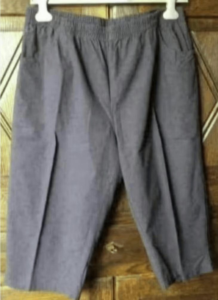 Blauwe 3/4 broek, donkerblauwe damesbroek steekzakken; 44 46, Ophalen of Verzenden, Zo goed als nieuw, Blauw, Broek of Spijkerbroek