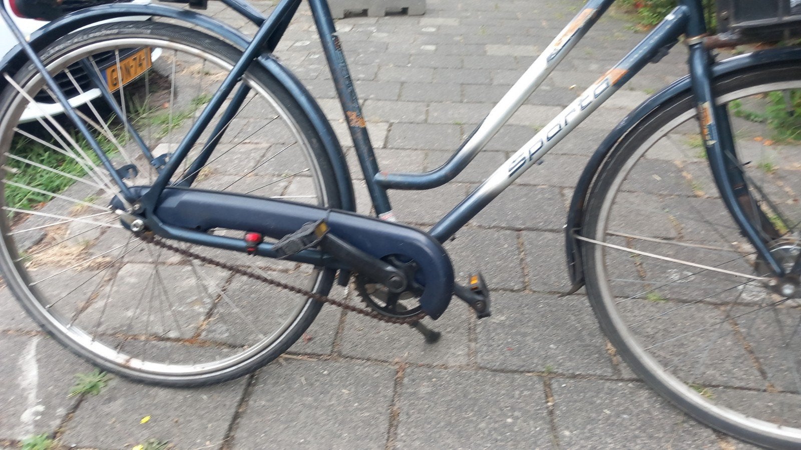 Sparta Urban damesfiets met voordrager en mand, Ophalen, Terugtraprem, Sparta, 53 tot 56 cm