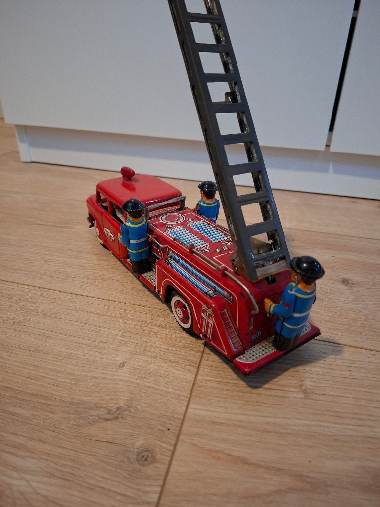 Vintage blikken brandweerwagen met uitschuifbare ladder, Ophalen of Verzenden, Gebruikt, Auto's