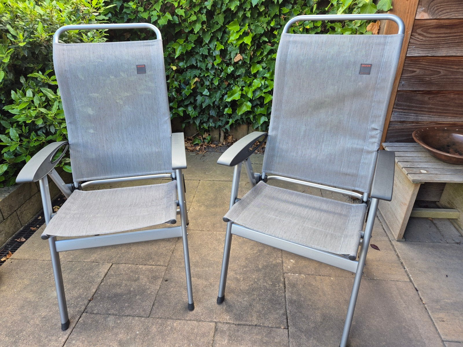 2 Lafuma tuinstoelen zo goed als nieuw. Grijs, Ophalen, Zo goed als nieuw, Aluminium, Verstelbaar