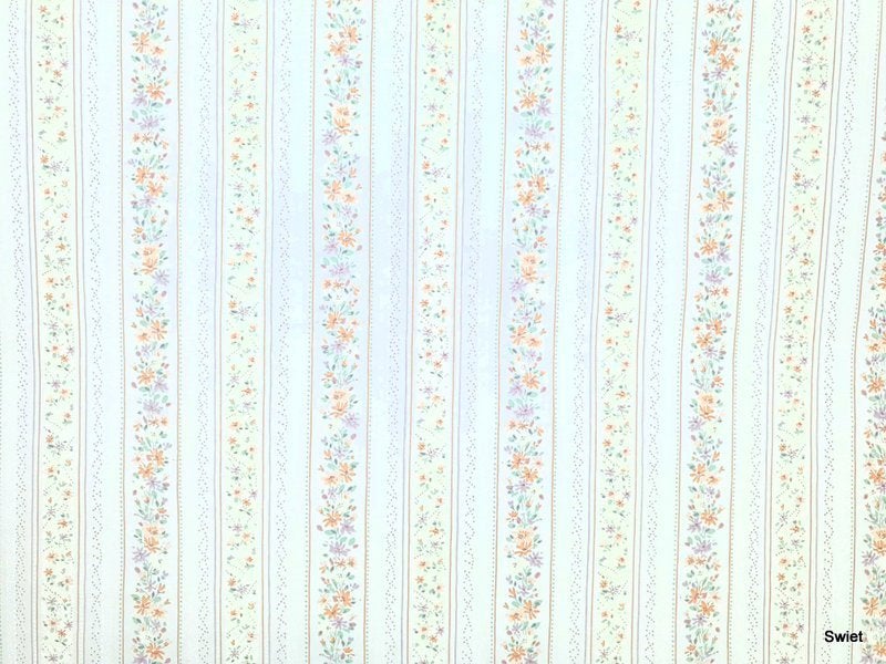 12667 bloemenstreep behang van Country swiet, Huis en Inrichting, Stoffering | Behang, Ophalen of Verzenden, Groen
