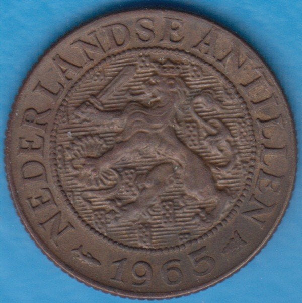 Nederlandse Antillen 1 cent 1965, Scho. 1436 in munthouder, Postzegels en Munten, Munten | Nederland, Ophalen of Verzenden, Koningin Juliana
