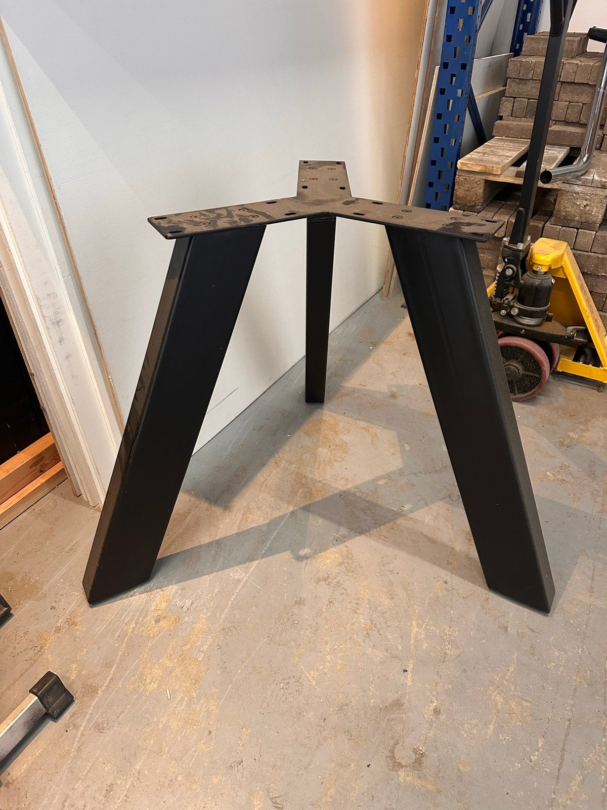 Zwart metalen tafelpoot onderstel, 74 cm hoog, Ophalen, Tafelpoot, Gebruikt, 50 tot 100 cm