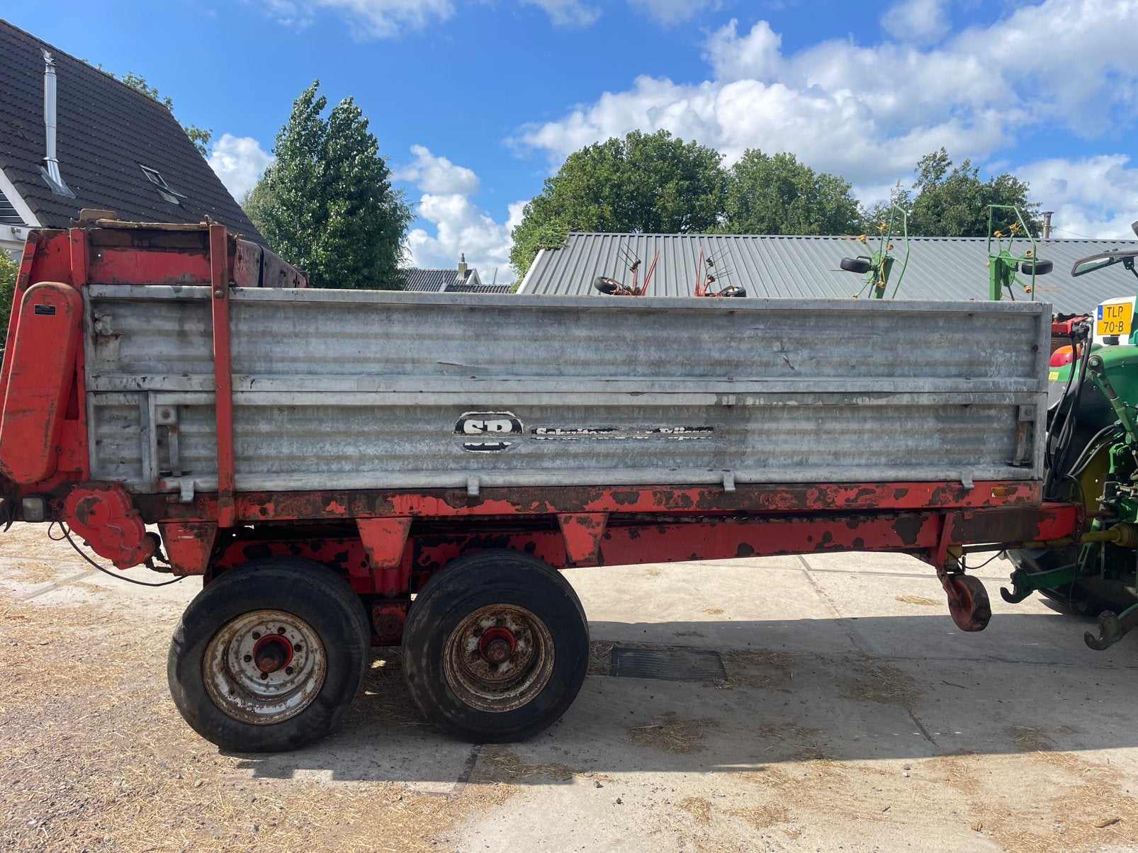 meststrooier schuitemaker  tandem robuuste aanhanger., Ophalen of Verzenden, Gebruikt