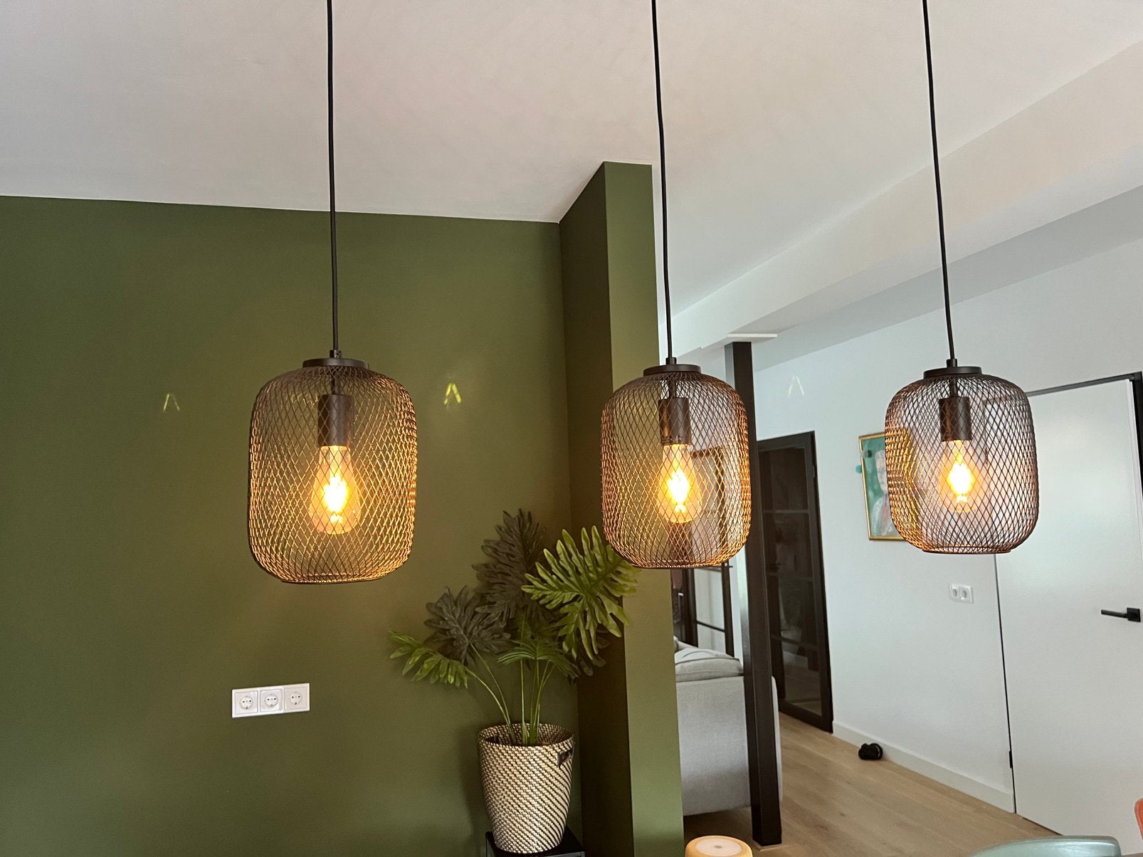 Eetkamerlamp/hanglamp metaal draad, Huis en Inrichting, Lampen | Hanglampen, Ophalen, Zo goed als nieuw, Metaal, Draadlamp