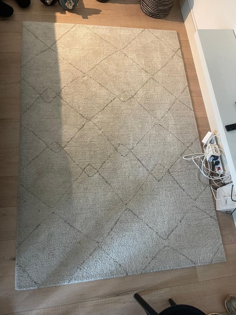 Wit geruit vloerkleed (Ikea, 135x195), Huis en Inrichting, Ophalen, 100 tot 150 cm, Wit, Zo goed als nieuw