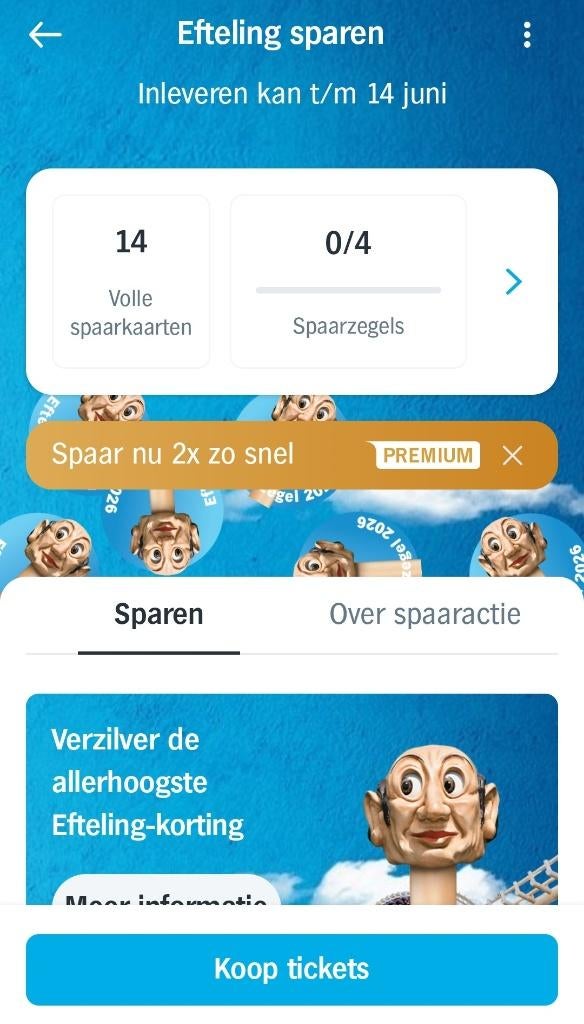AH Efteling zegels €14,00 korting, 14 volle spaarkaarten., Albert Heijn, Verzenden