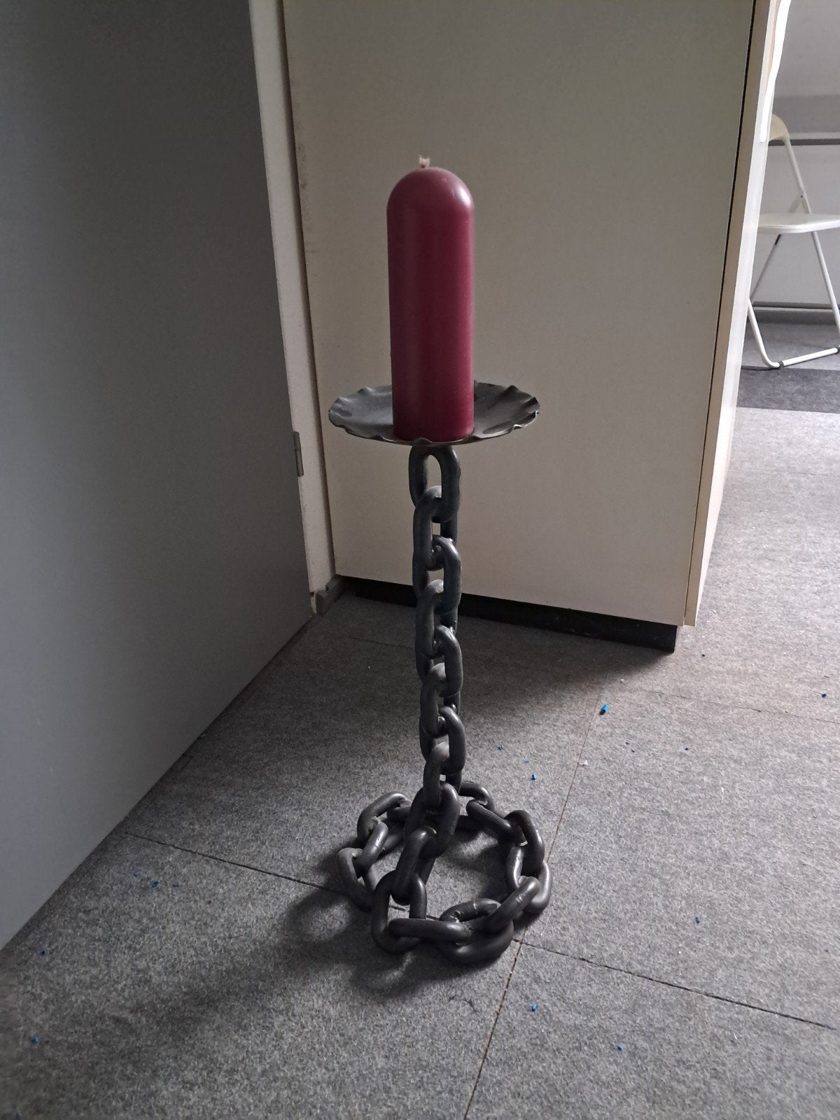 Unieke kandelaar van oude scheepsketting - 50cm hoog, Antiek en Kunst, Ophalen