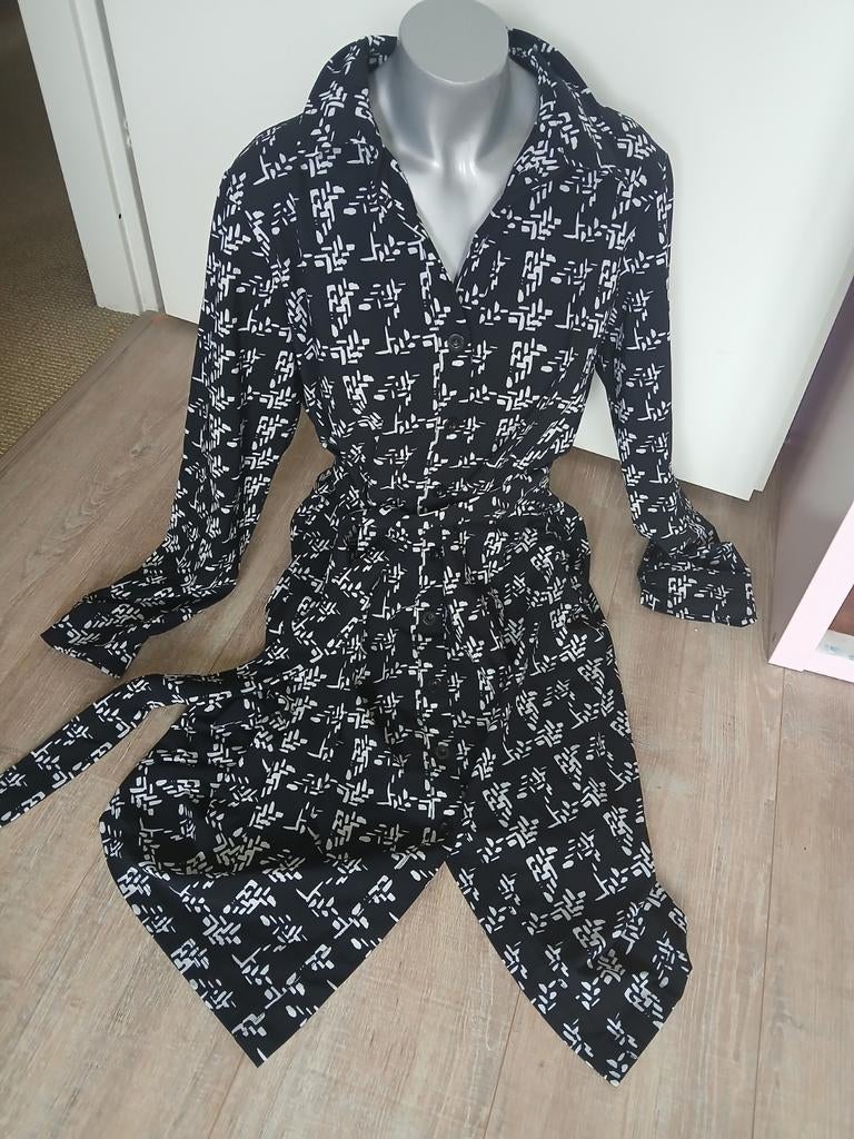 Nieuw travelstof jurkmet Ceintuur Studio Anneloes XL, Kleding | Dames, Maat 38/40 (M), Studio Anneloes, Zwart, Nieuw