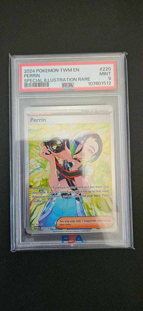 Perrin 220 Twilight Masquerade PSA 9 Pokemon Kaart, Ophalen of Verzenden, Nieuw, Losse kaart, Foil