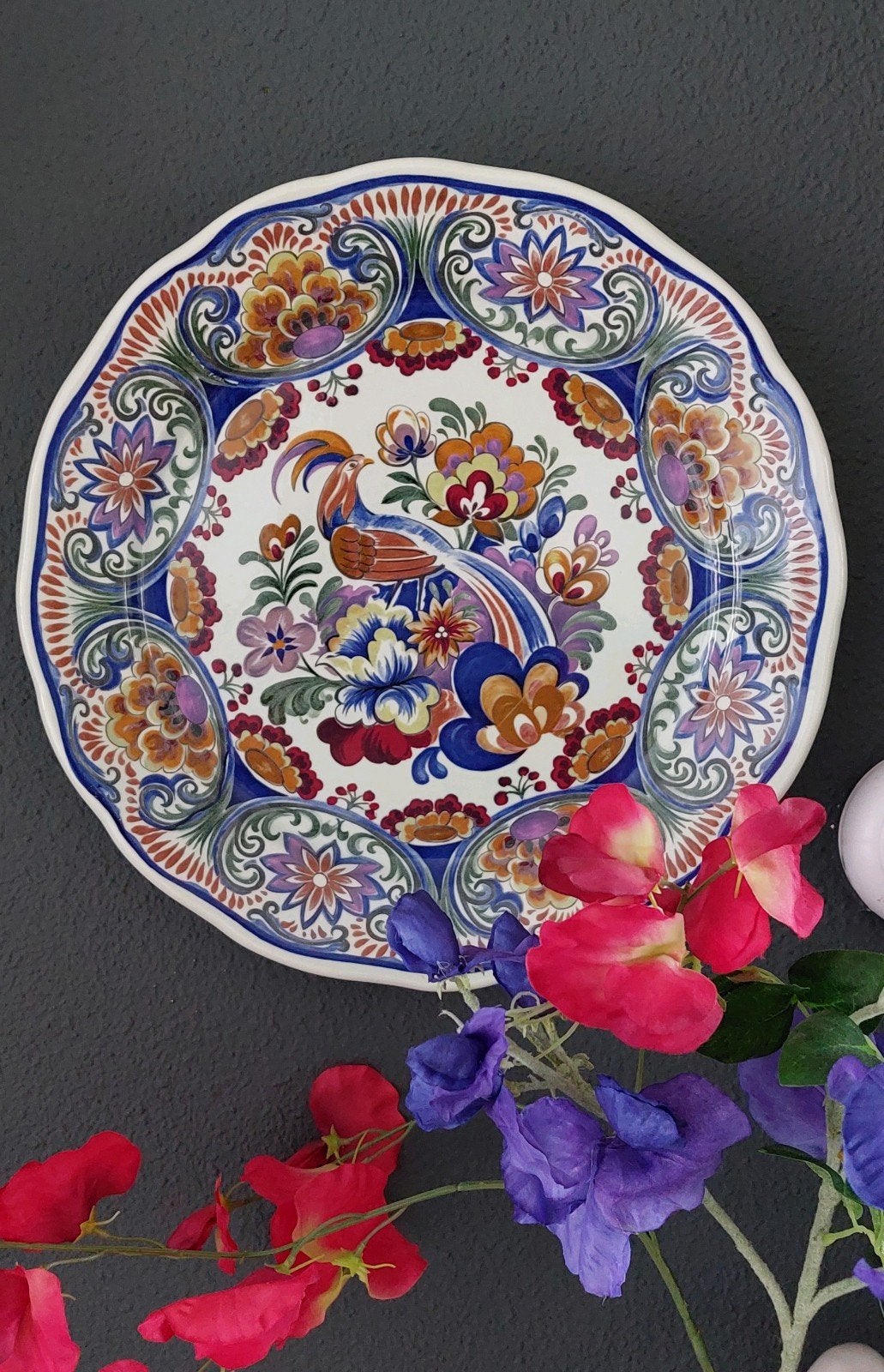 wandbord polychrome Boch Belgium, Ophalen of Verzenden