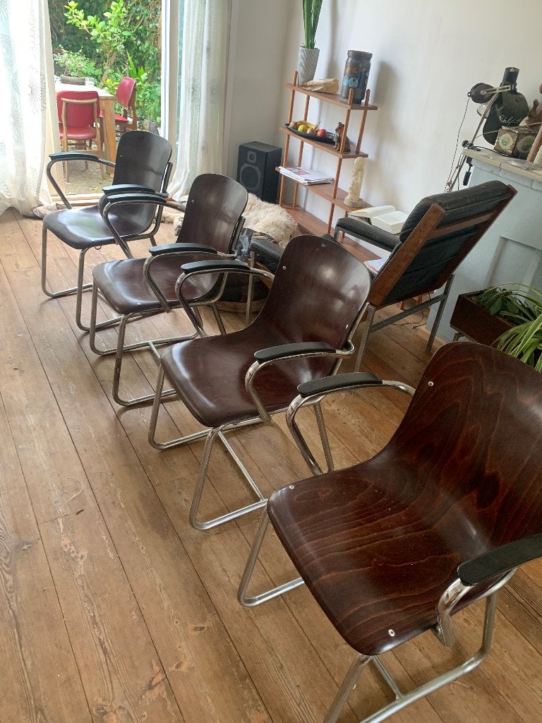 6 stoelen vintage, Ophalen, Gebruikt, Bruin, Vijf, Zes of meer stoelen